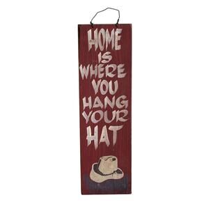 Handmade Wooden "Home is Where You Hang Your Hat" Sign.